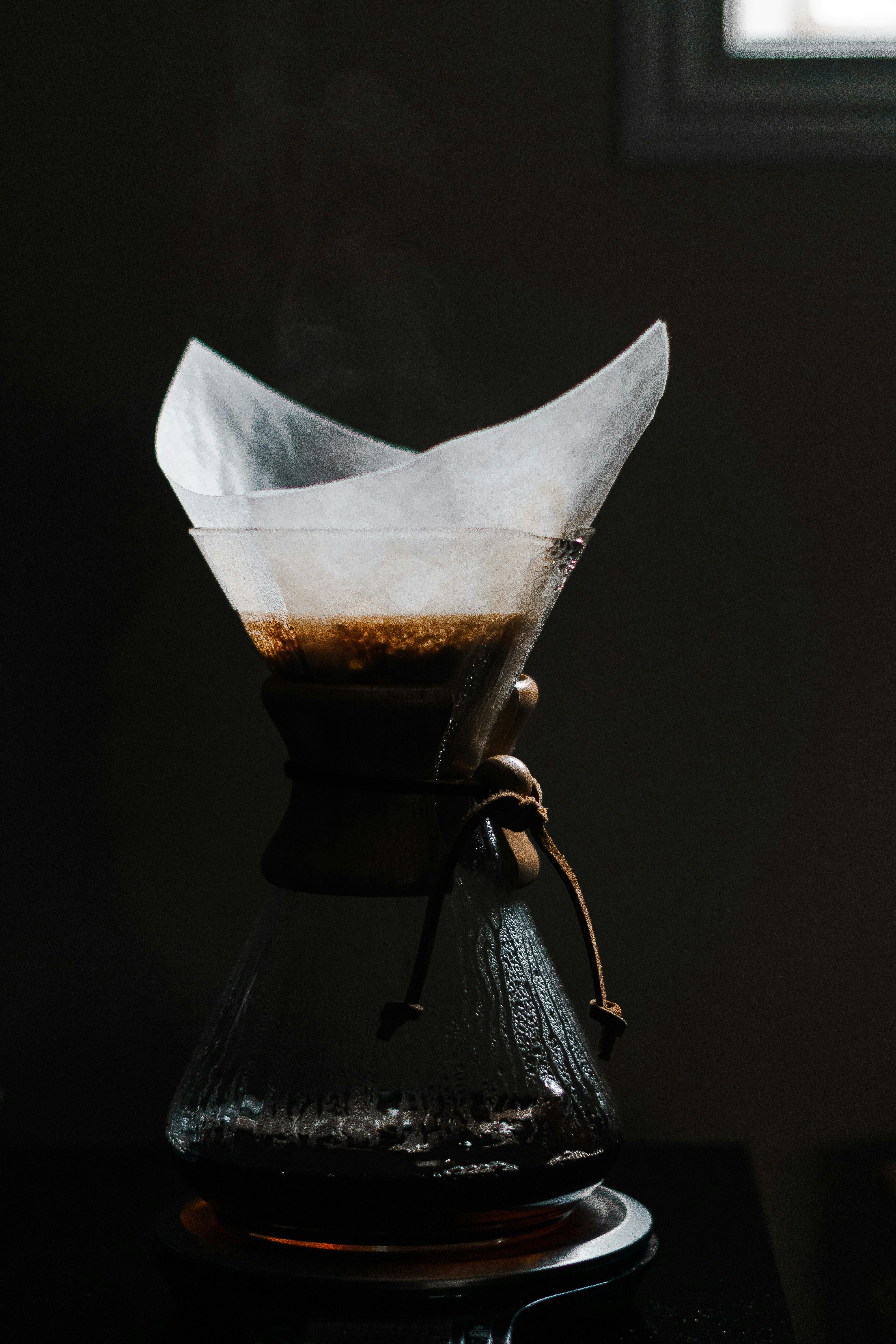 Pour-over coffee being brewed