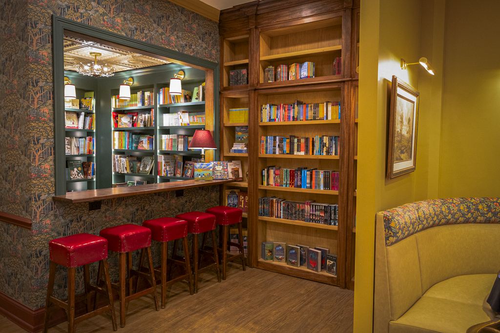 Sage & Scrolls children’s nook and browsing shelves